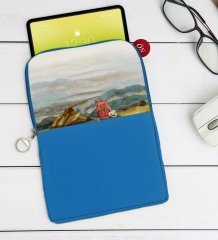 BK Gift Suluboya Tasarımlı Taşınabilir Koruyucu Tablet Kılıfı & Organizer Çanta - Mavi-1