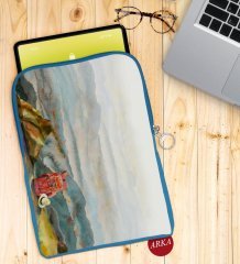 BK Gift Suluboya Tasarımlı Taşınabilir Koruyucu Tablet Kılıfı & Organizer Çanta - Mavi-1