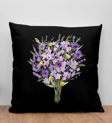 BK Gift Çiçek Tasarımlı Siyah Kırlent Yastık, Arkadaşa Hediye, Ev Dekorasyonu, Ev Hediyesi-9