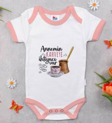 BK Kids Annemin Kahveye İhtiyacı Var Tasarımlı Pembe Bebek Body Zıbın-1