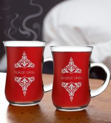 BK Gift Kişiye Özel İsimli İkili Keyif Kulplu Çay Bardağı Seti-7, Arkadaşa, Sevgiliye Hediye, Ev Hediyesi, Doğum Günü Hediyesi