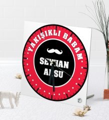 Kişiye Özel Yakışıklı Babam Masaüstü Kare Cam Saat-1