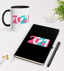 Kişiye Özel 2023 Mutlu Yıllar Siyah Defter Kalem ve Kupa Seti-6