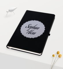 Kişiye Özel Kabartma Plakalı Siyah Defter