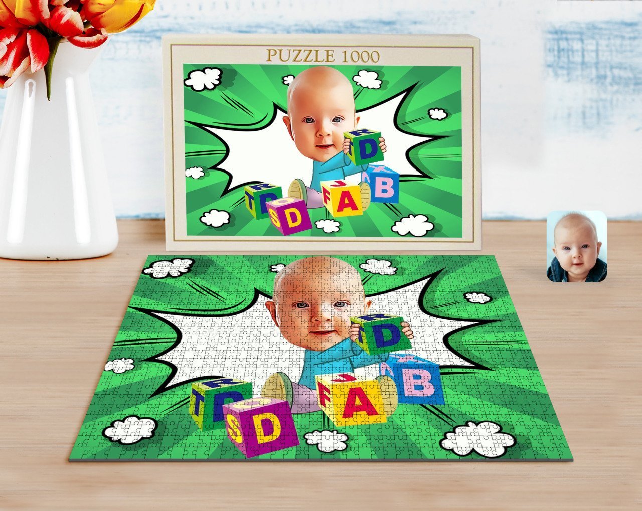 Kişiye Özel Bebek Karikatürlü 1000 Parça Profesyonel Puzzle-5