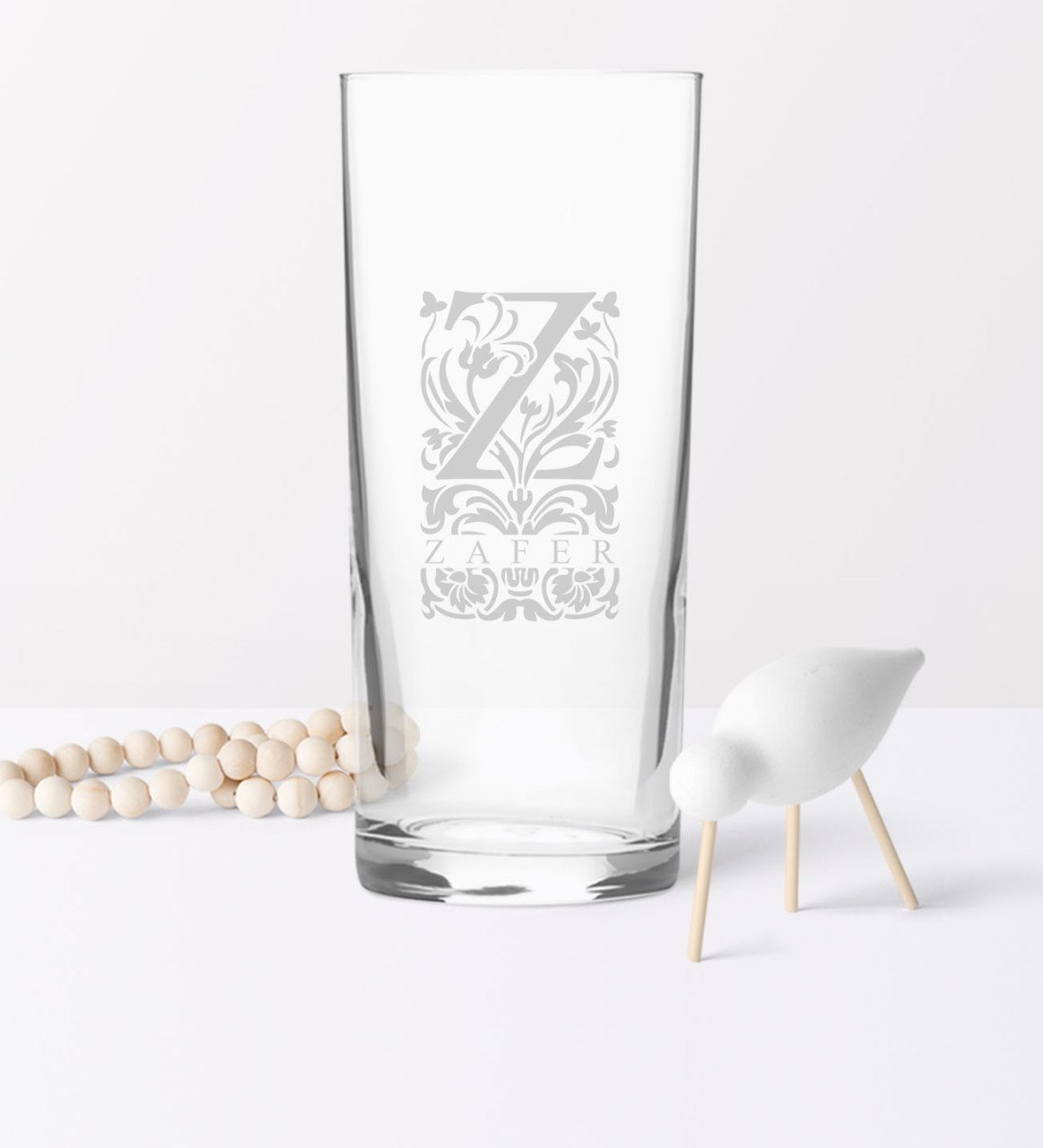 Kişiye Özel Z Baş Harfli ve İsimli Rakı Bardağı (Model 2)