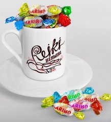 Kişiye Özel Reiki Uzmanı Türk Kahvesi Fincanı ve Haribo Şeker Hediye Seti-2
