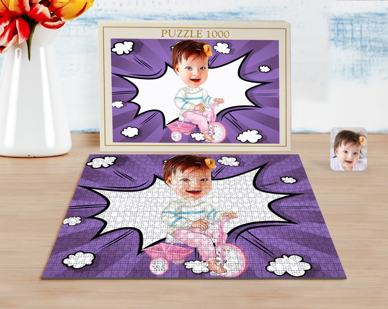 Kişiye Özel Bebek Karikatürlü 1000 Parça Profesyonel Puzzle-4