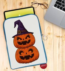 BK Gift Pumpkin Tasarımlı Taşınabilir Koruyucu Tablet Kılıfı & Organizer Çanta - Mavi-1