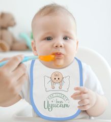BK Kids Çok İlişmen Tasarımlı Mavi Bebek Mama Önlüğü-1