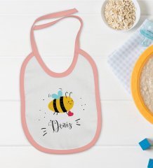 BK Kids Kişiye Özel Pembe Bebek Mama Önlüğü - Model 165