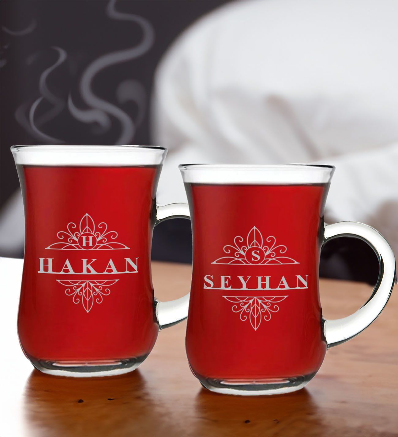 BK Gift Kişiye Özel İsimli İkili Keyif Kulplu Çay Bardağı Seti-5, Arkadaşa, Sevgiliye Hediye, Ev Hediyesi, Doğum Günü Hediyesi