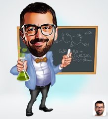 Kişiye Özel Erkek Kimya Öğretmeni Tasarımlı Dijital Karikatür-1