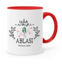 Kişiye Özel Yılın En İyi Ablası Kırmızı Kupa Bardak - 1