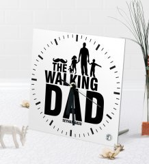 Kişiye Özel The Walking Dad Masaüstü Kare Cam Saat-1
