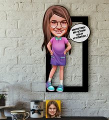 Kişiye Özel Kız Çocuk Kolay Yetişmiyor Karikatürlü 3D Ahşap Tablo-5