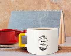 BK Gift Kişiye Özel İsimli Sarı Kulplu Çay & Kahve Fincanı-20, Arkadaşa Hediye, Sevgiliye Hediye