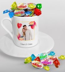 Kişiye Özel İsimli Fotoğraflı Türk Kahvesi Fincanı ve Haribo Şeker Hediye Seti-28