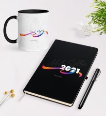 Kişiye Özel 2023 Mutlu Yıllar Siyah Defter Kalem ve Kupa Seti-4