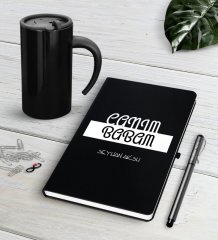 Kişiye Özel Canım Babam Siyah Defter Kalem Termos Mug Seti-4