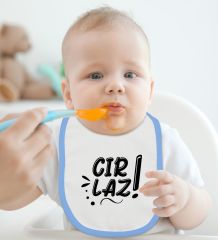 BK Kids Cırlaz Tasarımlı Mavi Bebek Mama Önlüğü-1