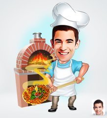 Kişiye Özel Erkek Kebapçı Tasarımlı Dijital Karikatür-1