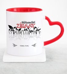 Kişiye Özel Mesleki Ziraat Mühendisi Kırmızı Kalpli Kupa Bardak