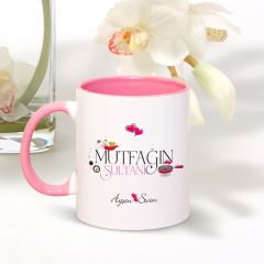 Kişiye Özel Mutfağın Sultanı Pembe Kupa Bardak - 003