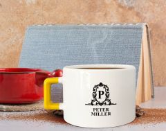 BK Gift Kişiye Özel İsimli Sarı Kulplu Çay & Kahve Fincanı-19, Arkadaşa Hediye, Sevgiliye Hediye