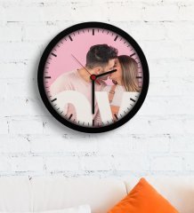 Sevgiliye Özel Fotoğraflı Ahşap Duvar Saati - 1