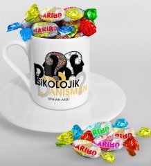 Kişiye Özel Psikolojik Danışman Türk Kahvesi Fincanı ve Haribo Şeker Hediye Seti