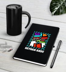 Kişiye Özel Canım Babam Siyah Defter Kalem Termos Mug Seti-3