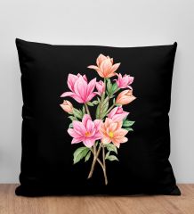 BK Gift Çiçek Tasarımlı Siyah Kırlent Yastık, Arkadaşa Hediye, Ev Dekorasyonu, Ev Hediyesi-4