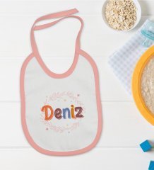 BK Kids Kişiye Özel Pembe Bebek Mama Önlüğü - Model 163