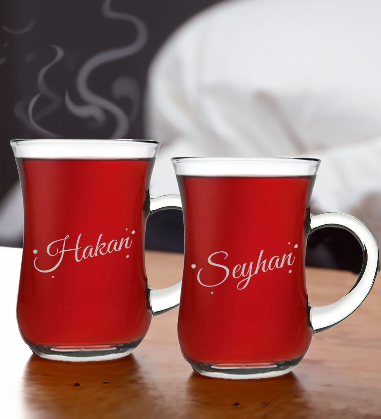 BK Gift Kişiye Özel İsimli İkili Keyif Kulplu Çay Bardağı Seti-3, Arkadaşa, Sevgiliye Hediye, Ev Hediyesi, Doğum Günü Hediyesi