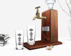 Kişiye Özel Renkli Baskılı En Kötü Günümüz Böyle Olsun Tasarımlı İkili Rakı Bardağı ve Ahşap Rakı Standı Hediye Seti-2