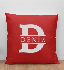 BK Gift Kişiye Özel Harfli Premium Kumaş Kırmızı Yastık Kılıfı-1 (SADECE YASTIK KILIFI), Ev Dekorasyonu