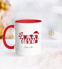 Kişiye Özel Yılbaşı Mutlu Yıllar Kırmızı Kupa ve Kar Tanesi Kolye-2