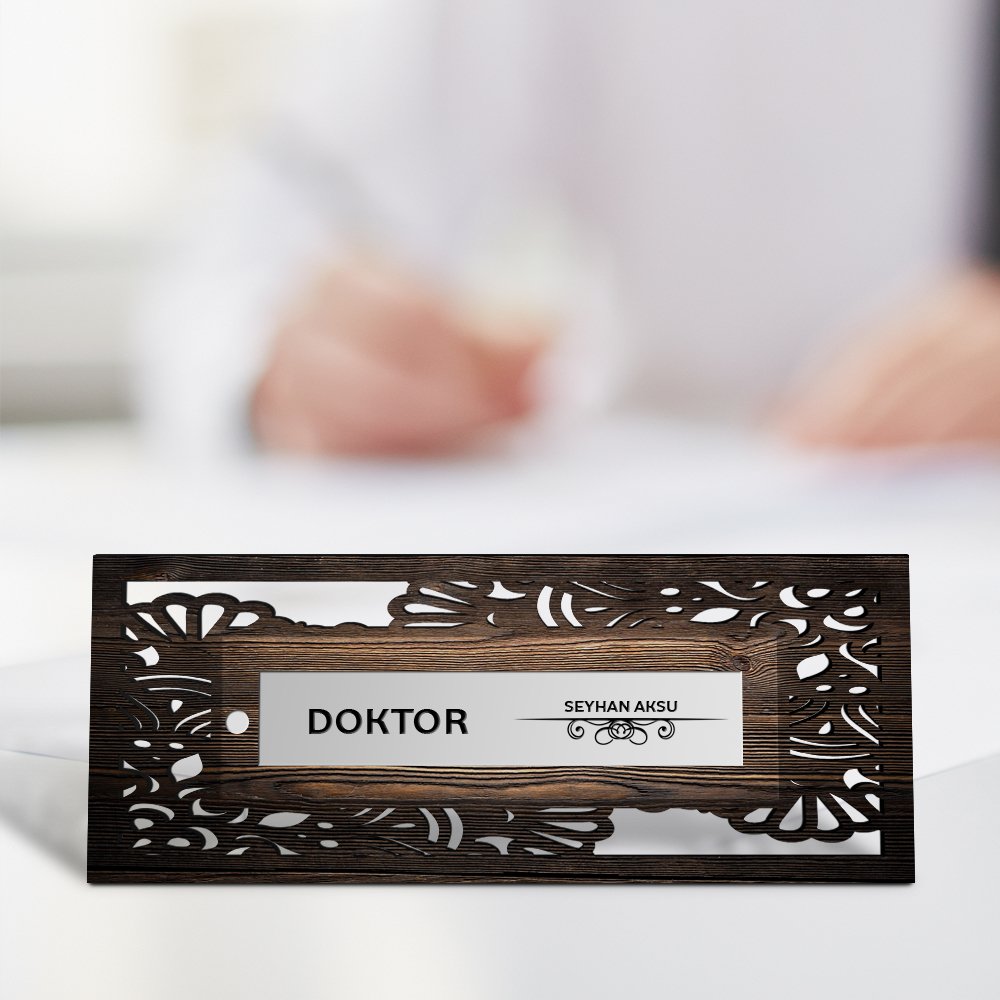 Kişiye Özel Mesleki Doktor Ahşap Masa İsimliği (Model L9)