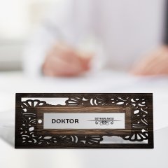 Kişiye Özel Mesleki Doktor Ahşap Masa İsimliği (Model L9)
