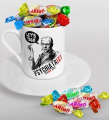 Kişiye Özel Psikiyatrist Türk Kahvesi Fincanı ve Haribo Şeker Hediye Seti-5