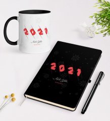 Kişiye Özel 2023 Mutlu Yıllar Siyah Defter Kalem ve Kupa Seti-2