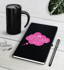Kişiye Özel Canım Babam Siyah Defter Kalem Termos Mug Seti-2
