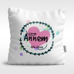 Kişiye Özel Canım Annem Tasarımlı Beyaz Saten Yastık - 10