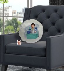 Kişiye Özel Erkek Eczacı Karikatürlü Yuvarlak Dekoratif Kırlent Yastık-4