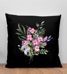 BK Gift Çiçek Tasarımlı Siyah Kırlent Yastık, Arkadaşa Hediye, Ev Dekorasyonu, Ev Hediyesi-3