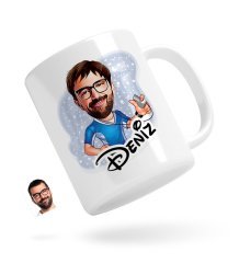 Kişiye Özel Erkek Antrenör Karikatürlü Beyaz Kupa Bardak-1