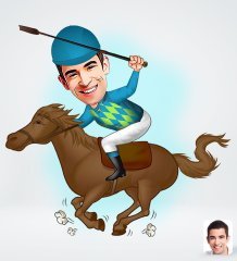 Kişiye Özel Erkek Jokey Tasarımlı Dijital Karikatür-1