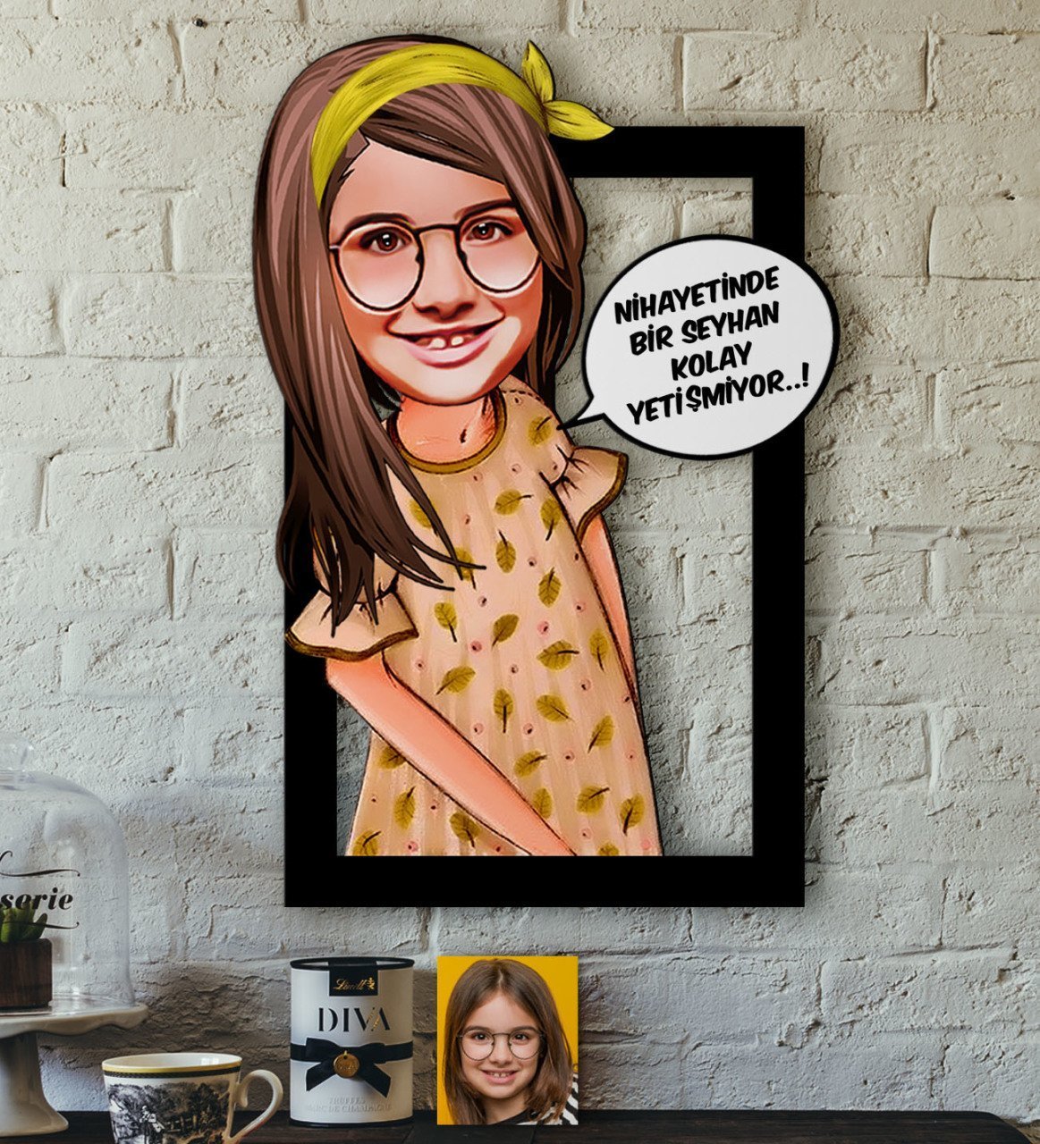 Kişiye Özel Kız Çocuk Kolay Yetişmiyor Karikatürlü 3D Ahşap Tablo-2