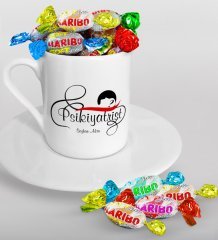 Kişiye Özel Psikiyatrist Türk Kahvesi Fincanı ve Haribo Şeker Hediye Seti-4